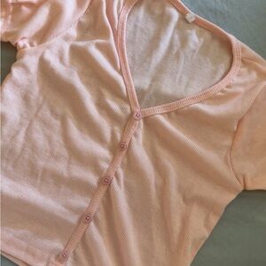 Women's Pink Button-Up Sleepwear Top